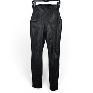 Cache Vintage Pants Womens Medium Black Leather Front High Waisted Tapered Y2K